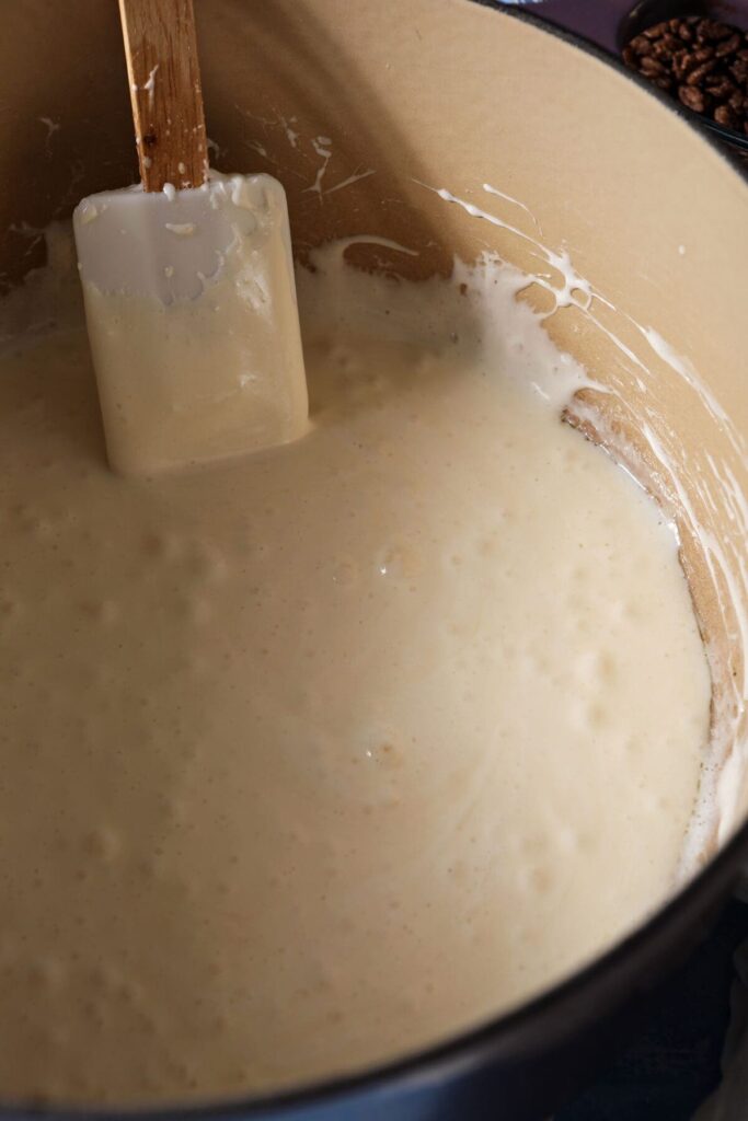 Melted butter and marshmallows in a dutch oven