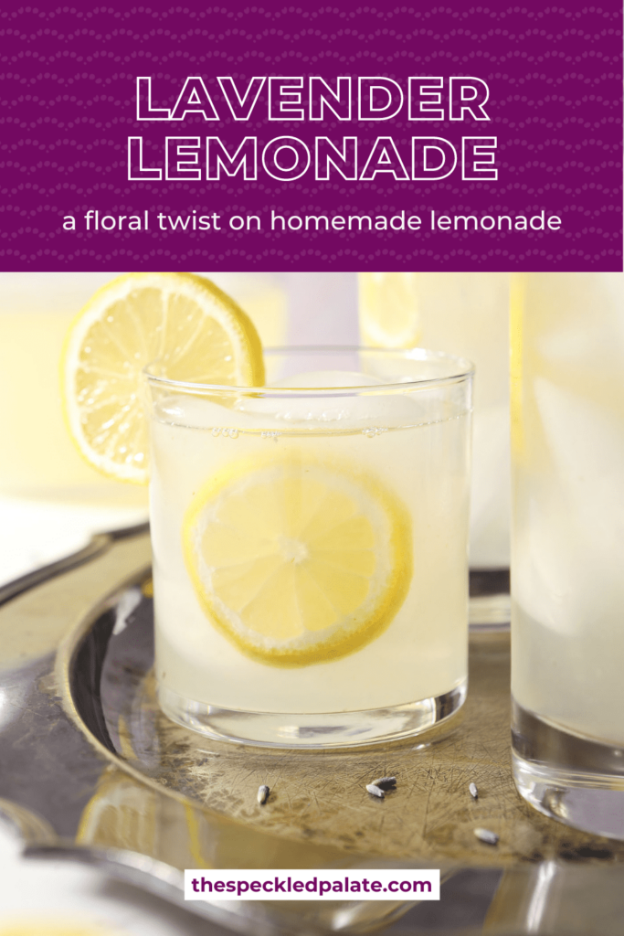 pinterest image of a glass of lavender lemonade