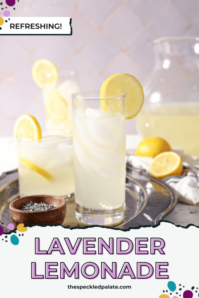 pinterest image of a glass of lavender lemonade