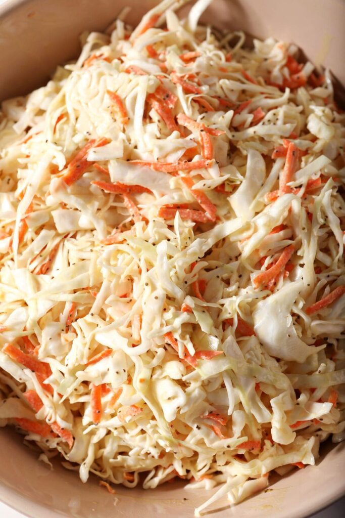 Close up of creamy coleslaw in a bowl