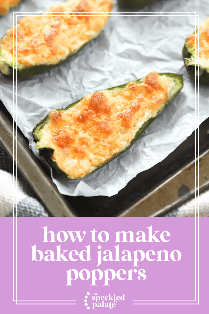 Golden brown baked jalapeño poppers on a foil-lined baking sheet after baking with the text how to make baked jalapeno poppers