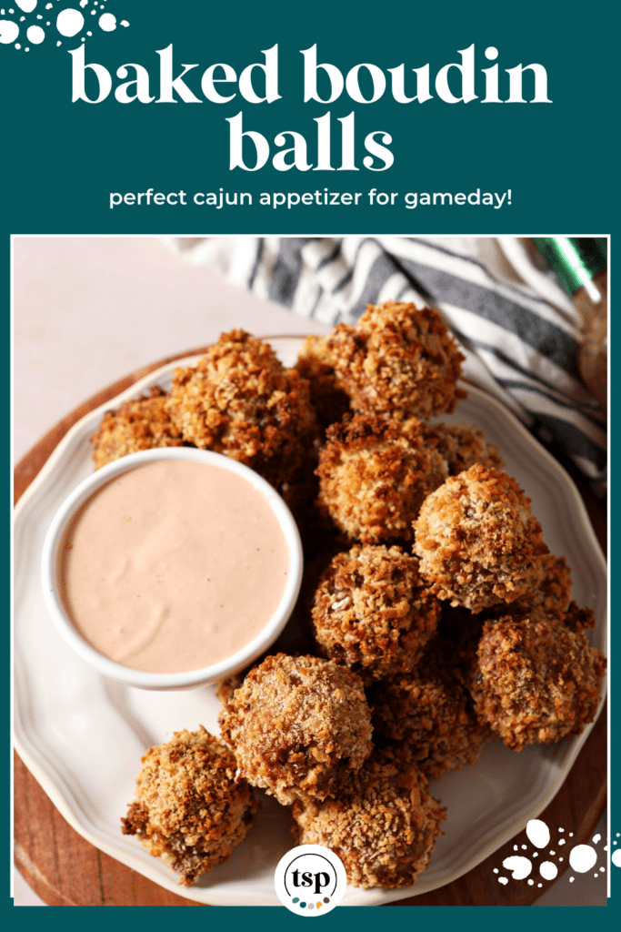 pinterest graphic of baked boudin balls