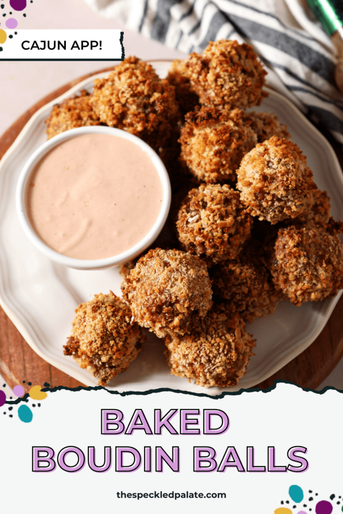 pinterest graphic of baked boudin balls