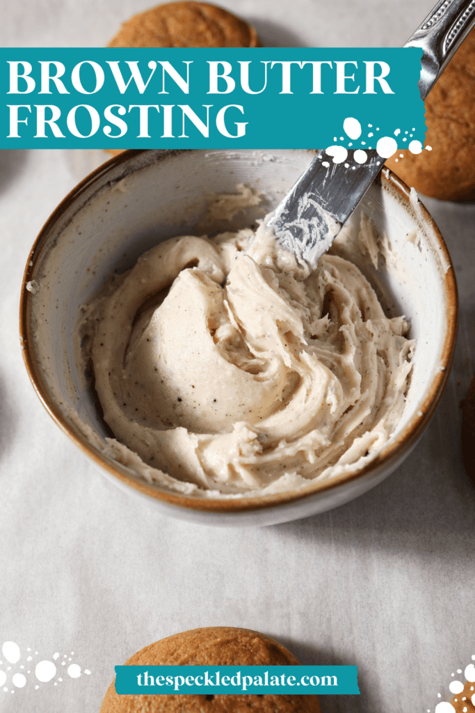 pinterest graphic of brown butter frosting