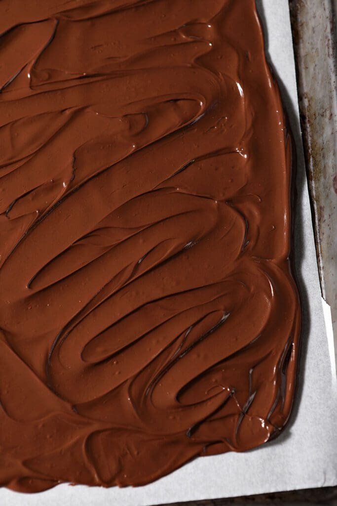 melted chocolate on parchment