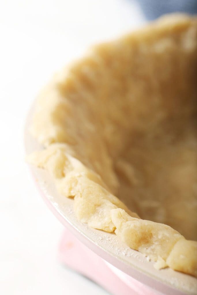 Close up of a blind baked pie crust