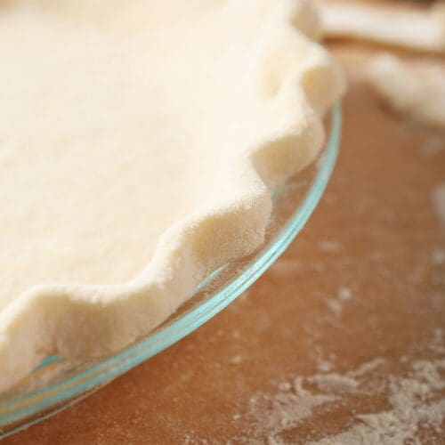 Crimped pie crust before blind baking