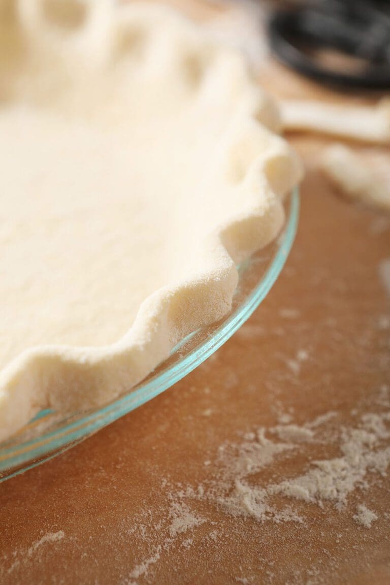 Crimped pie crust before blind baking