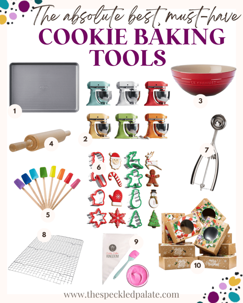 collage of 10 best cookie baking tools