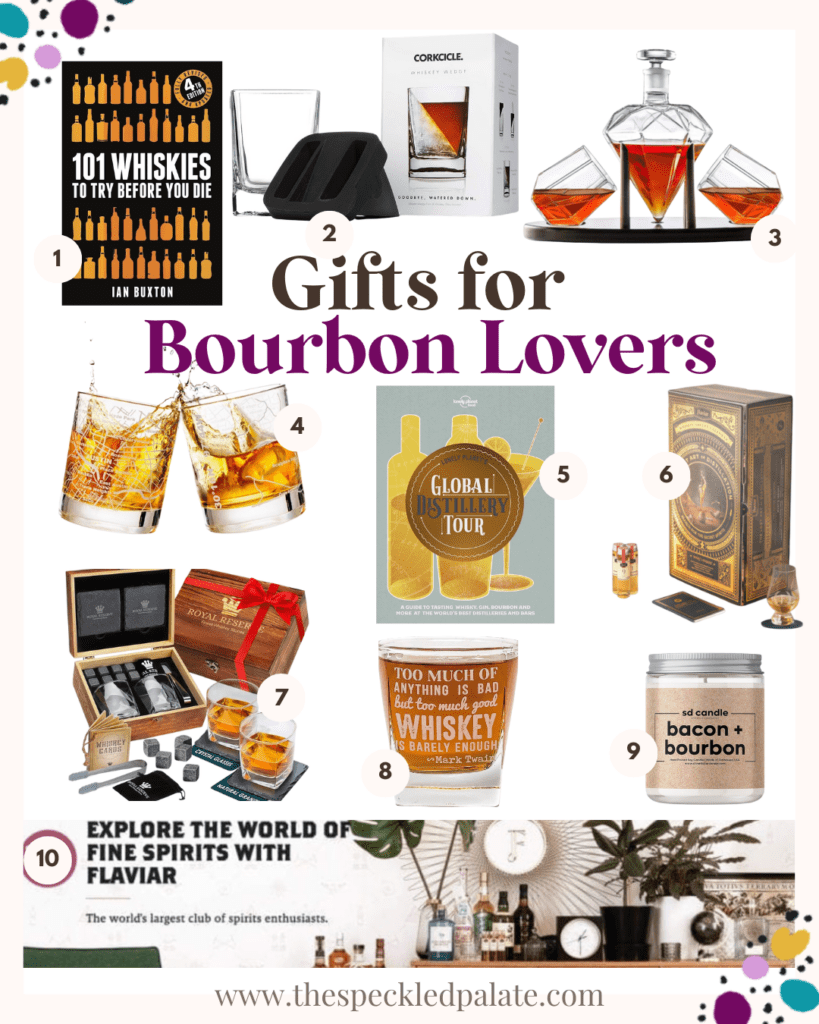 collage with gifts for bourbon lovers