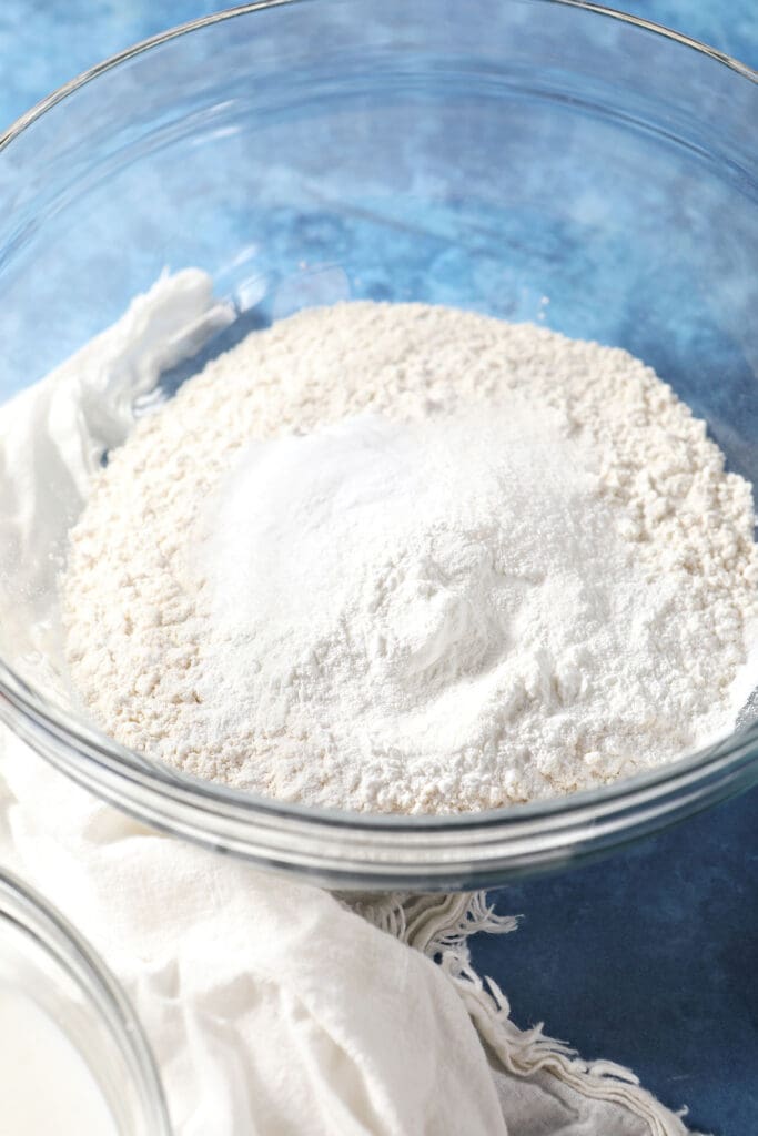 the flour and other dry ingredients in a large bowl