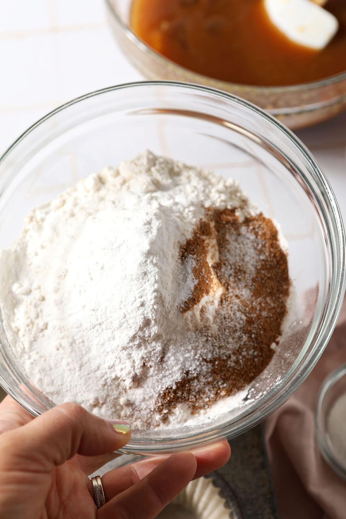 Dry ingredients in a bowl before whisking