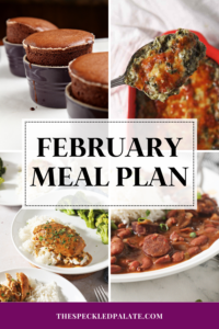 collage of four images with the text february meal plan