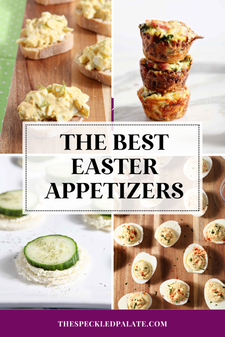 a collage of four images showing appetizers with the text the best easter appetizers