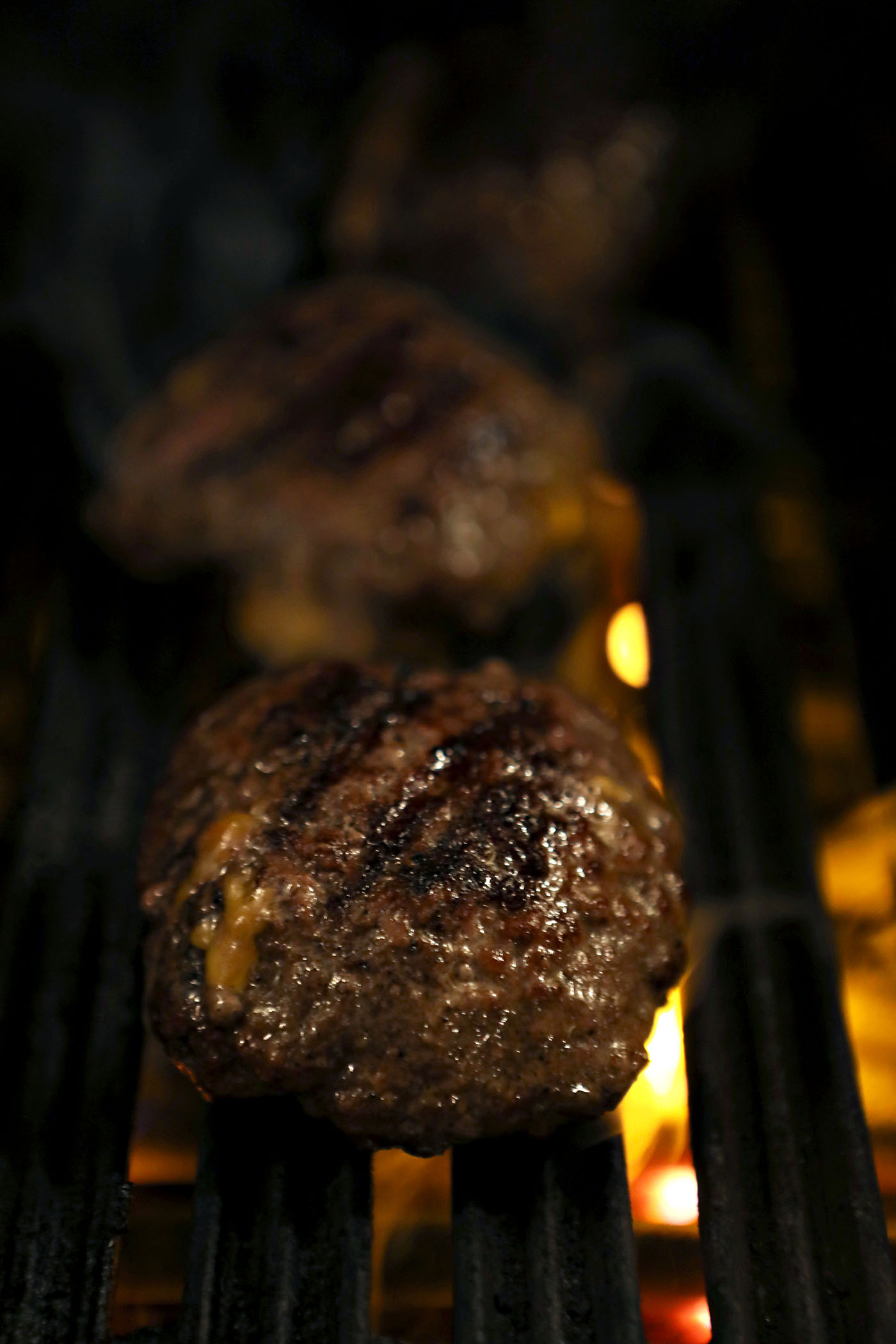 Burgers on a gas grill