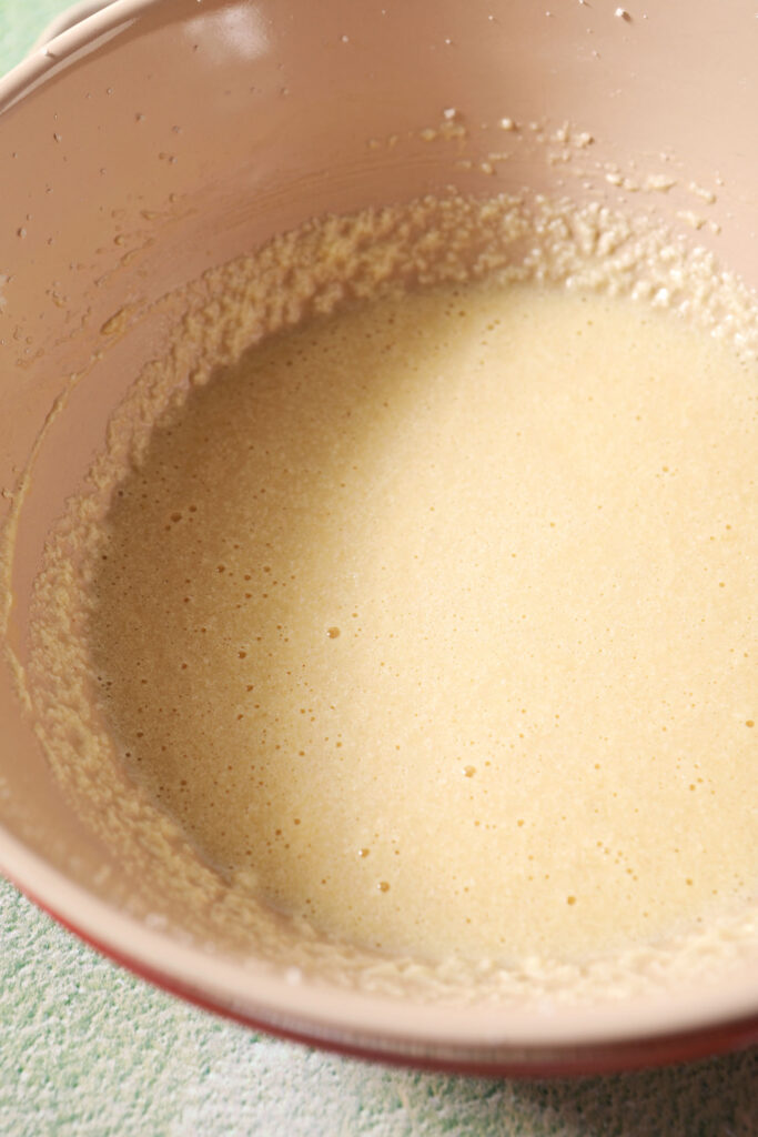 Wet ingredients in a bowl, after mixing