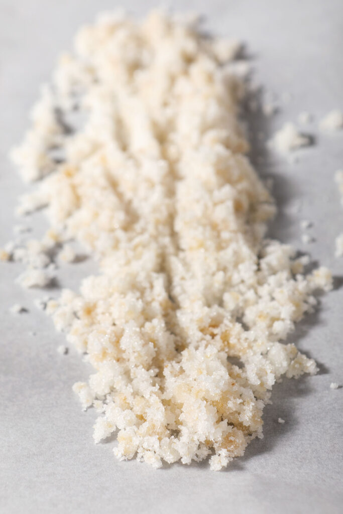 Ginger sugar on a piece of parchment