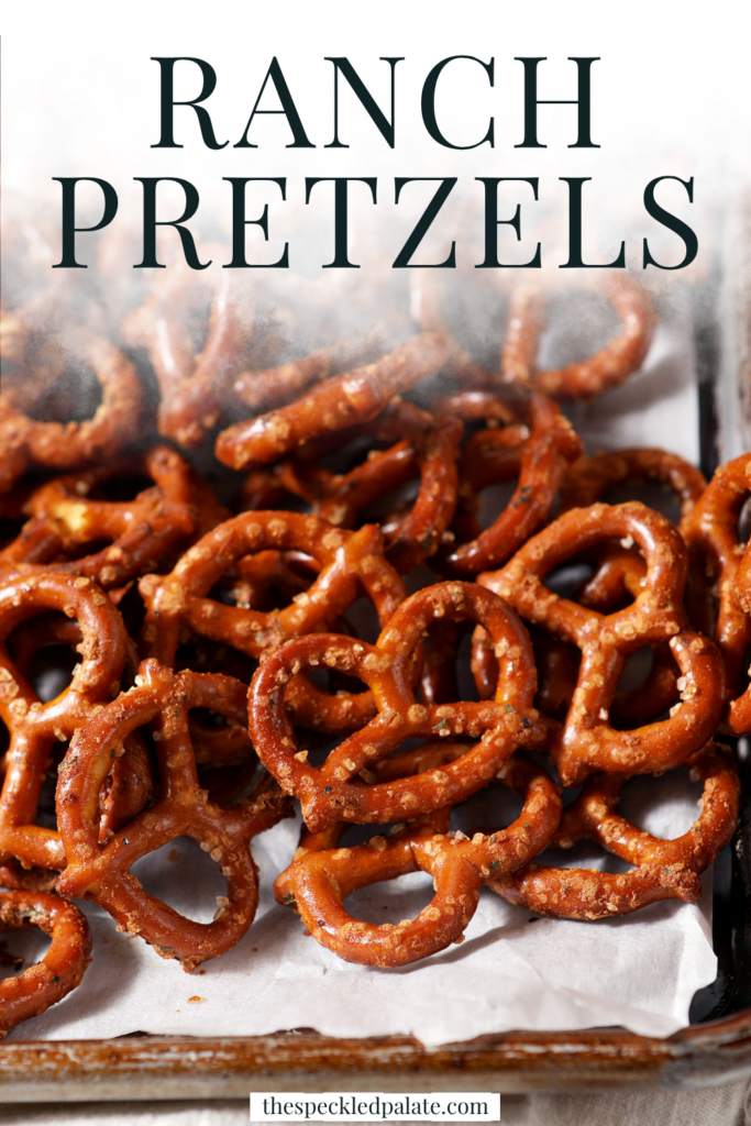 Baked ranch pretzels on a sheet pan