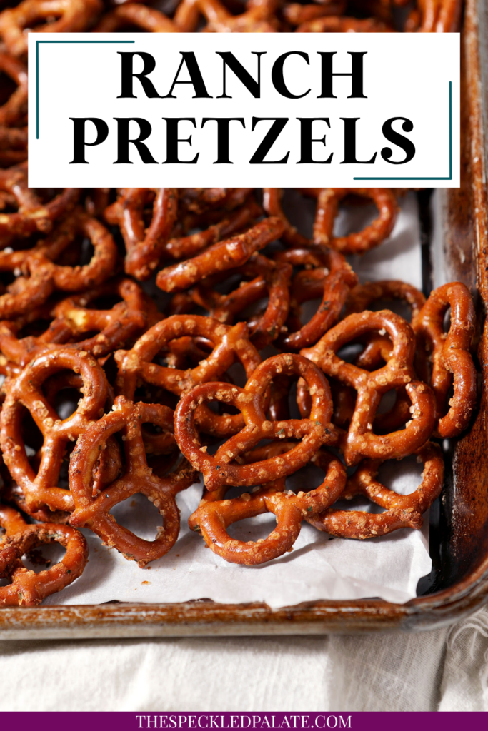 Baked ranch pretzels on a sheet pan