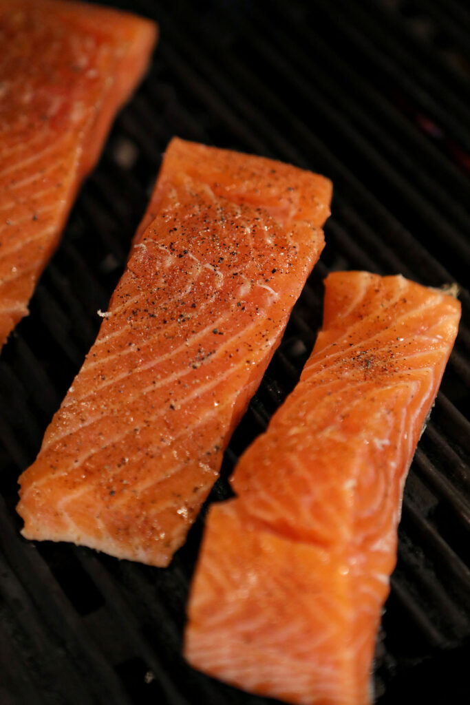 Salmon filets on a grill