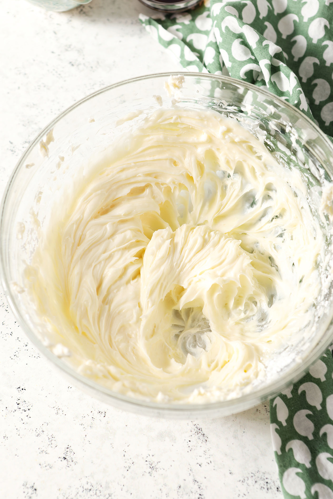 Whipped cheesecake dip ingredients in a bowl